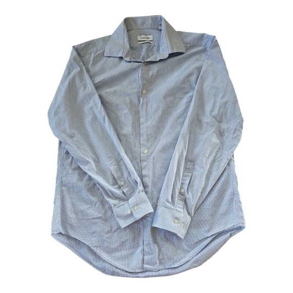 Calvin Klein Shirt Men Sz M Button Up Blue Long Sleeve Pockets Collared … - Picture 1 of 12